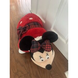 Pillow Pets Premium Minnie Mouse Christmas Plush Pillow 2012 Holiday Red Plaid